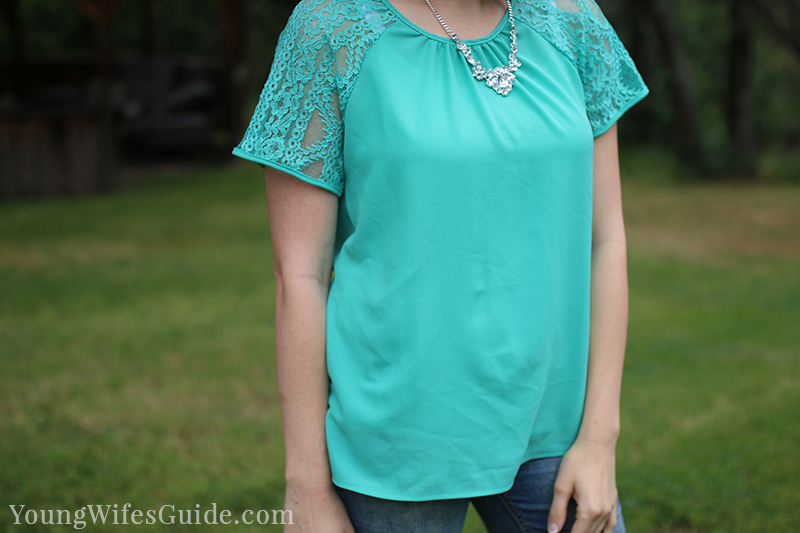 Mint lace Stitch Fix shirt 3