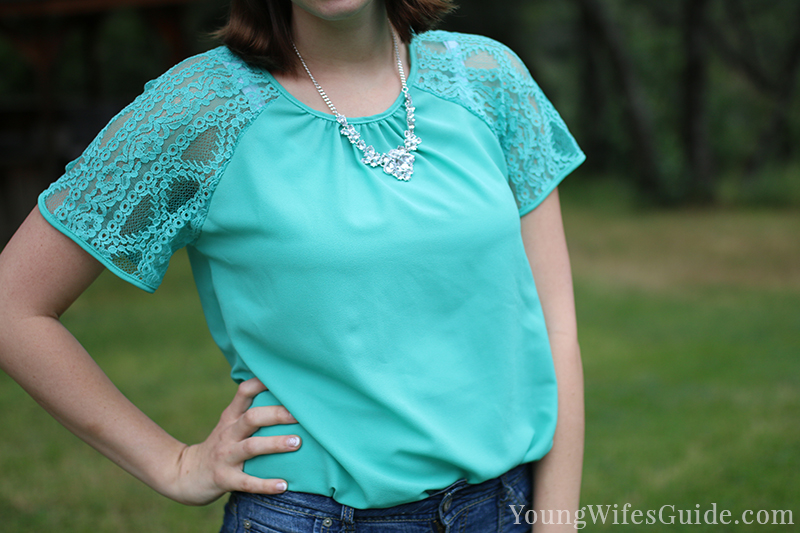 Mint lace Stitch Fix shirt