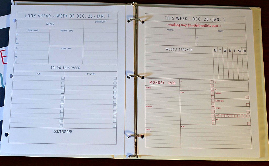 Inside the organized life planner